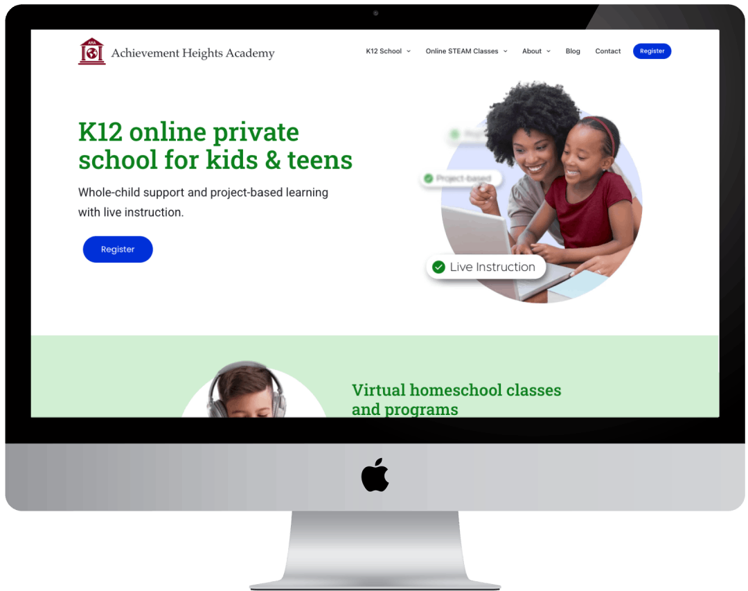 Achievement Heights website on desktop