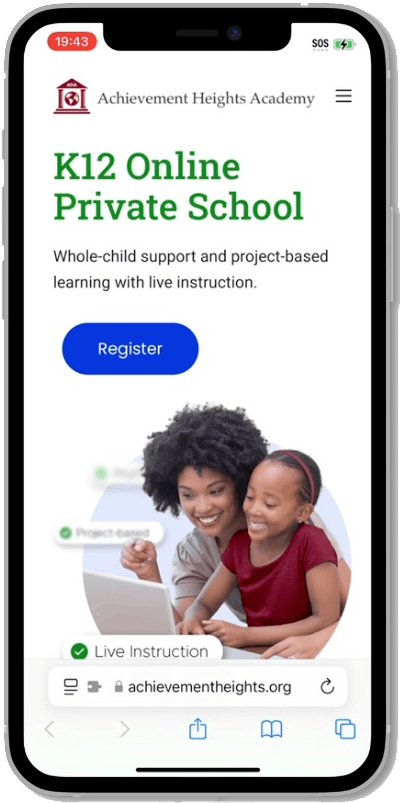 Achievement Heights website on mobile