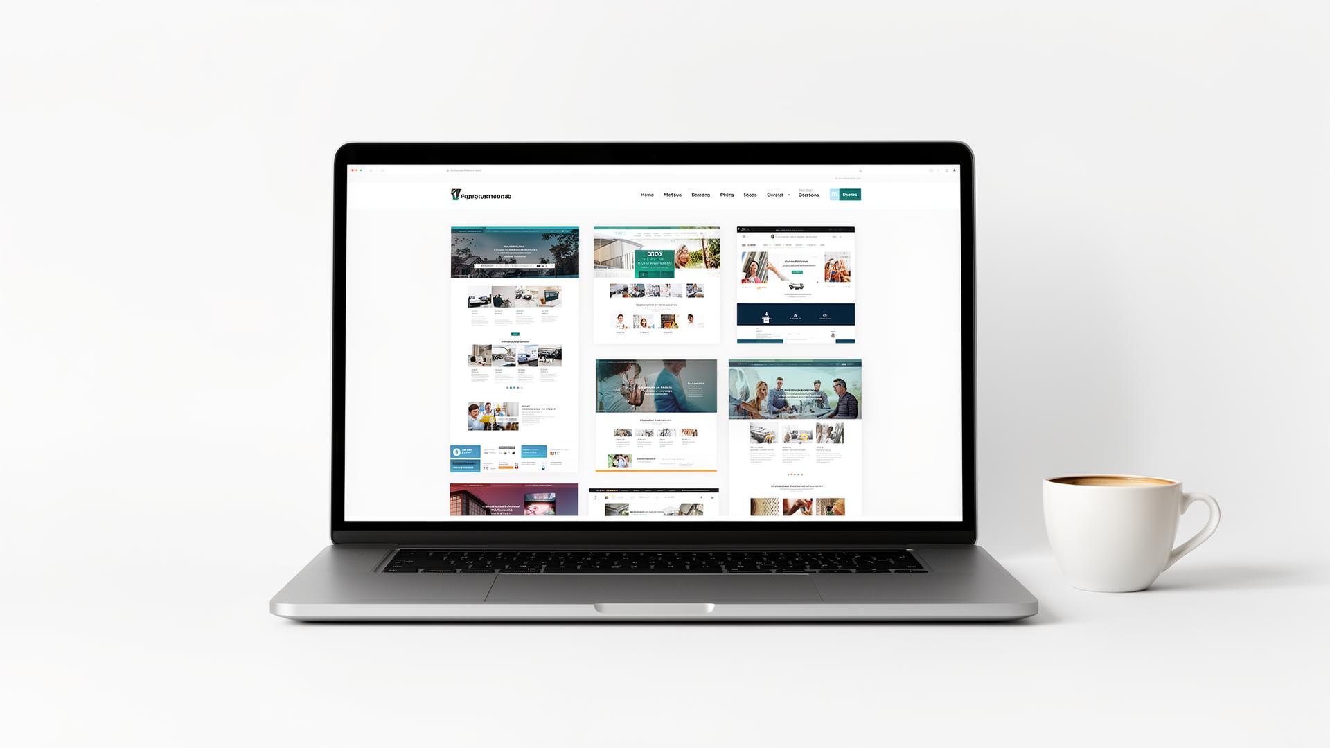 Modern responsive website displayed on an ultrawide monitor